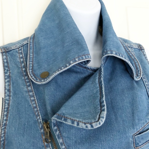 Mike & Chris Motorcycle Biker Denim Vest - Picture 3 of 11